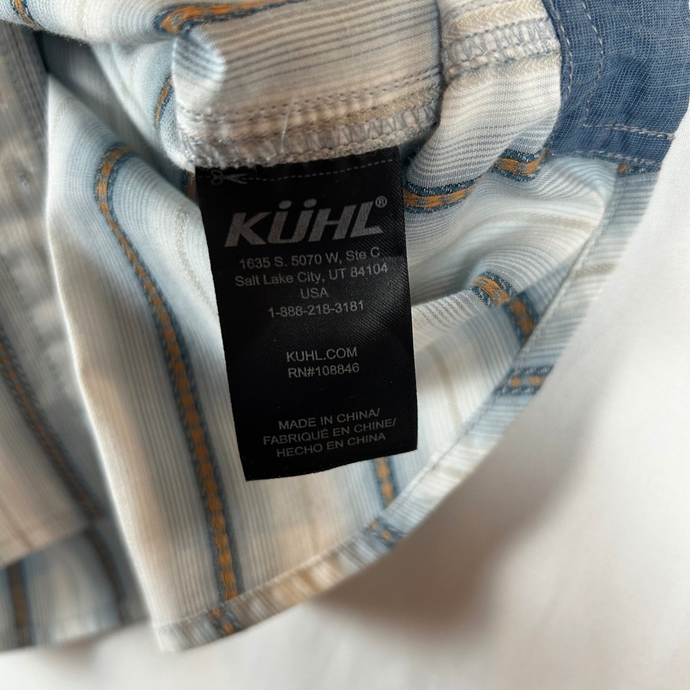 Kuhl Mens Striped Short Sleeve Button Down Shirt White 7566 Medium Hiking - Picture 4 of 14
